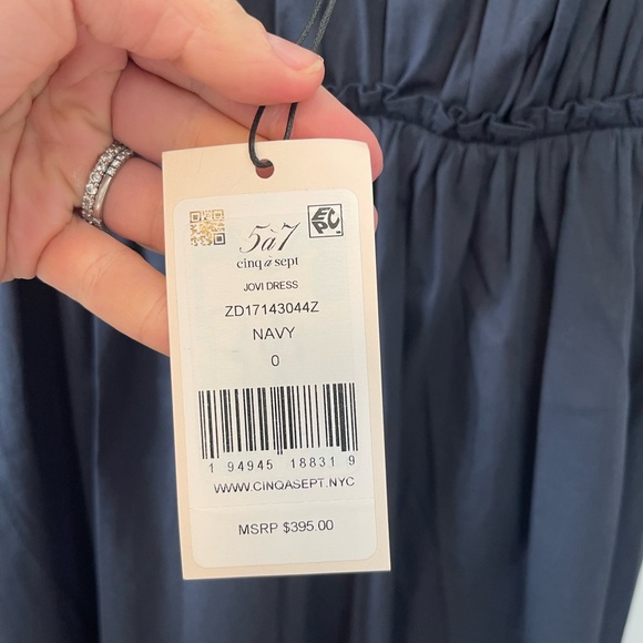 NWOT Cinq à sept Navy Mini Baby Doll Dress w/ Puff Sleeves - Size 0 - Picture 7 of 11